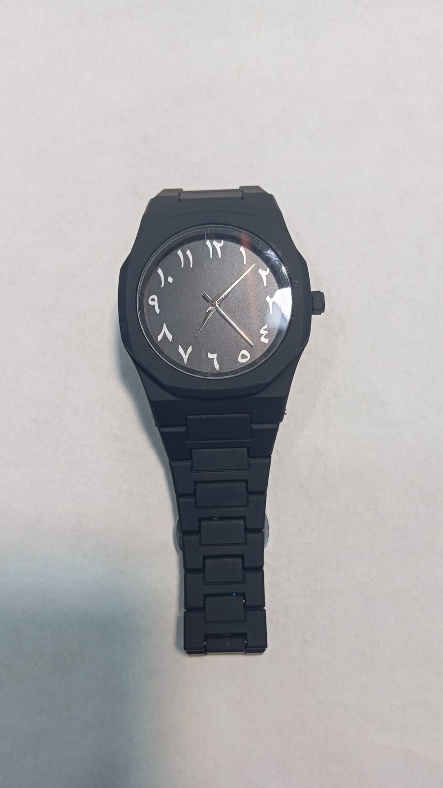 The Noir Eastern Minimalist – Matte Black Octagonal Timepiece (Without Box)