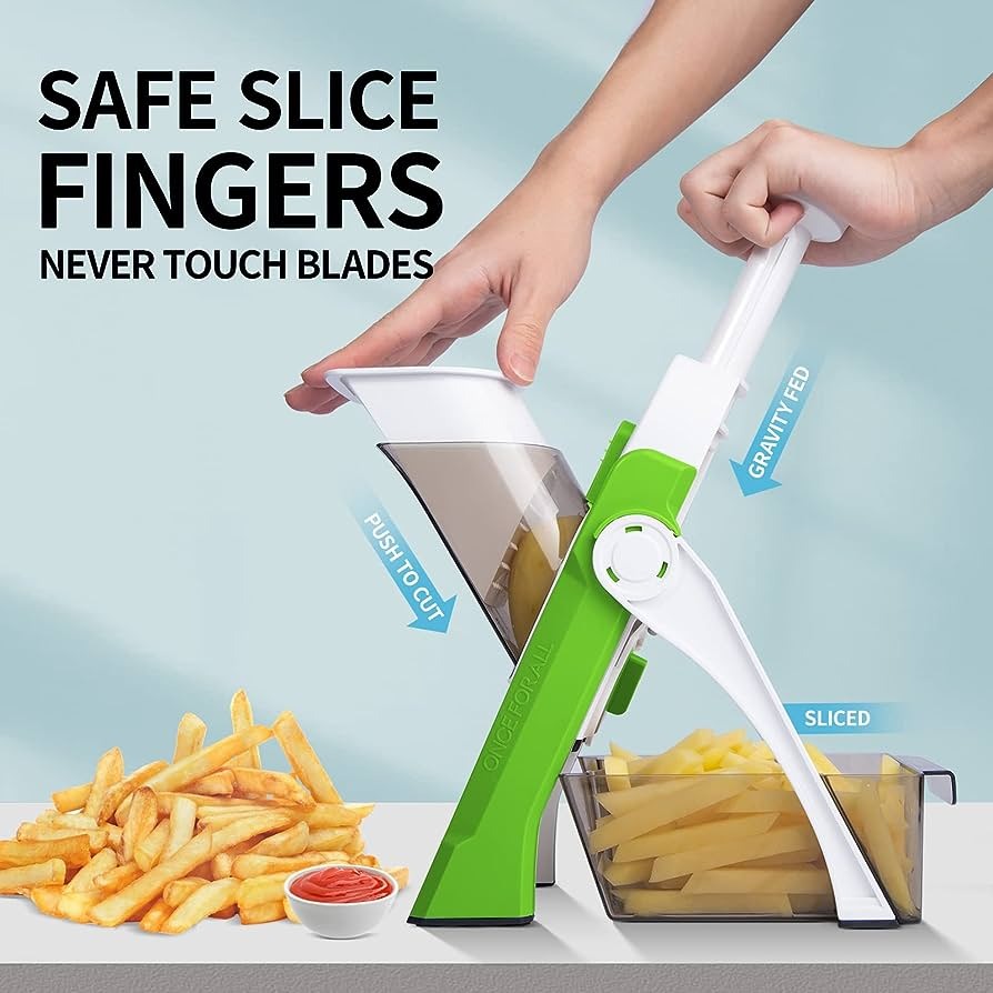 Mandoline Slicer | Safe Adjustable Vegetable Cutter | Multi-Purpose Kitchen Chopper & Manual Grater (Random Colour)
