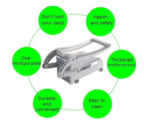 Stainless Steel French Fries Potato Cutter – Double Blade High Efficiency Vegetable Slicer
