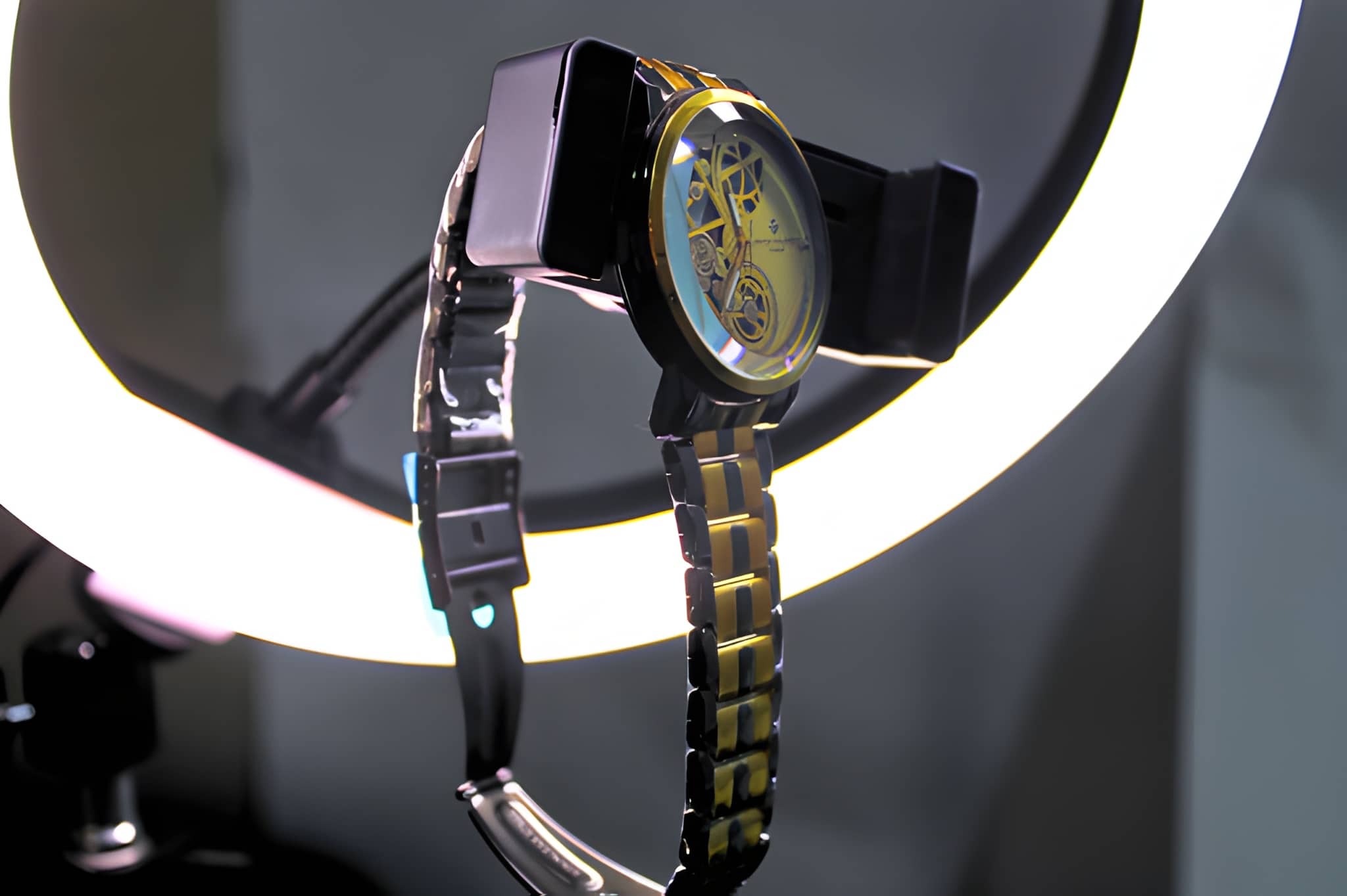Premium Gold Skeleton Mechanical Style Watch for Men – Stainless Steel Strap, Luxury Open Dial Design