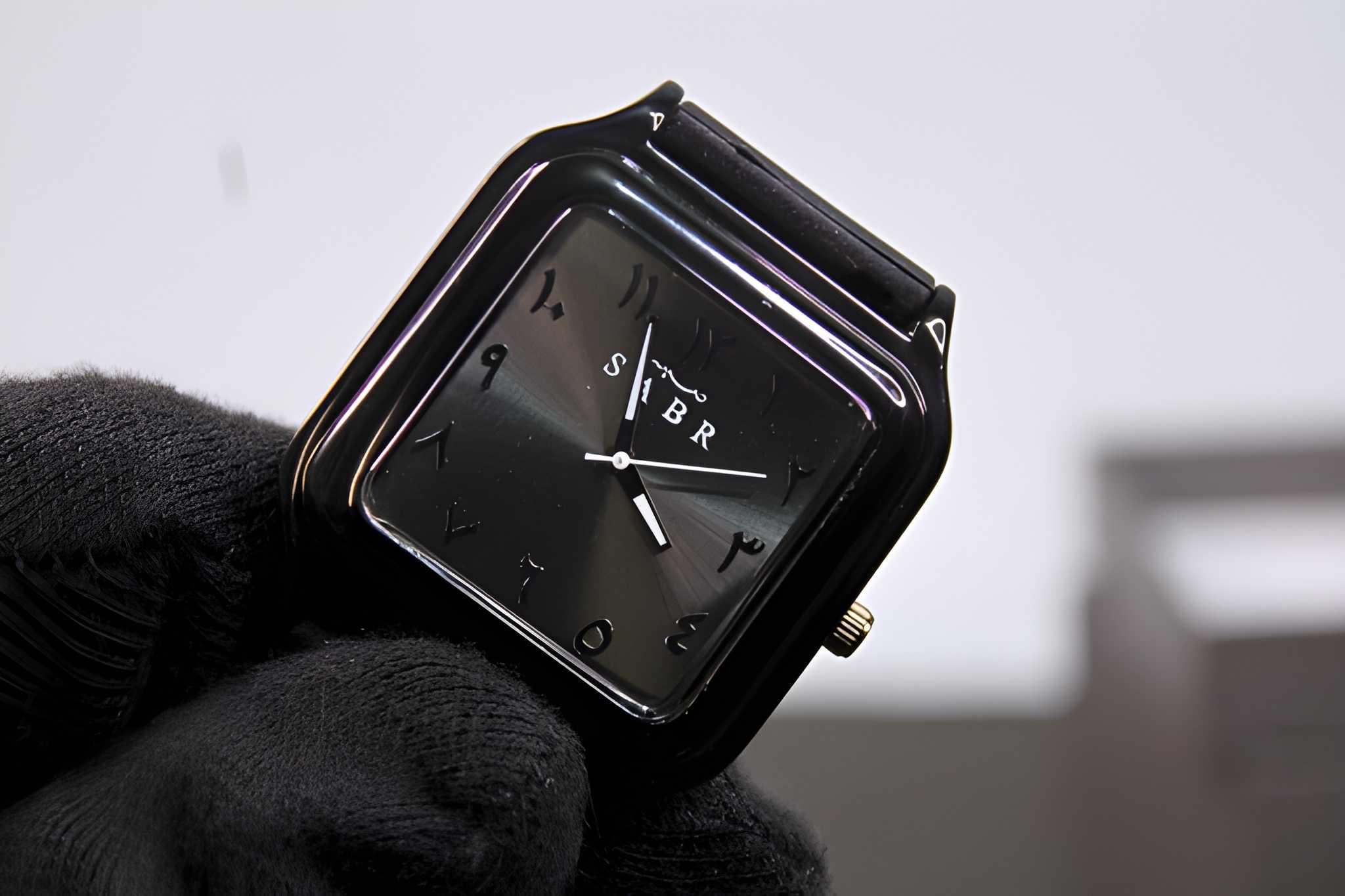 SABR Minimalist Square Watch for Men & Women – Black Dial, Soft Silicone Strap, Modern Design