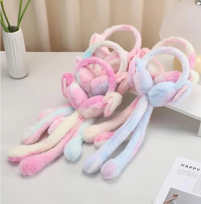 Dancing Bunny Earmuffs with Sound Effect & Movable Ears | Soft Plush Winter Ear Warmers for Kids & Adults