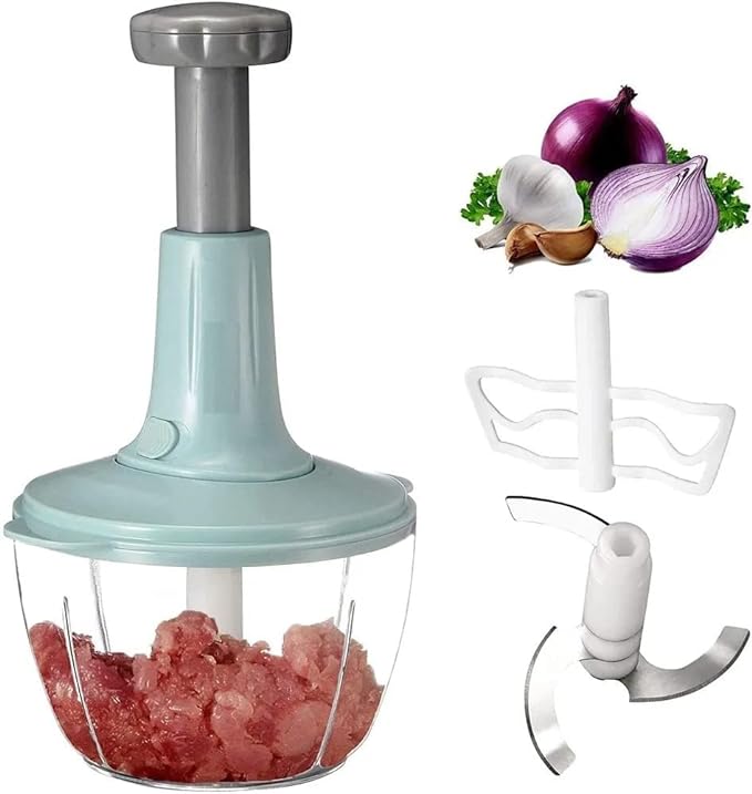 Manual Hand Push Chopper – 2 Liter Multi-Functional Vegetable & Meat Grinder (Random Color)