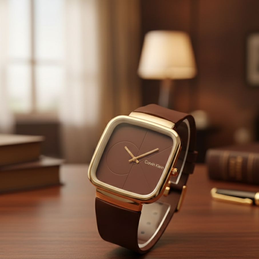 Calvin Klein Men’s Watch with Square Dial – Elegant, Modern & Durable Timepiece (Brown | Without Box)