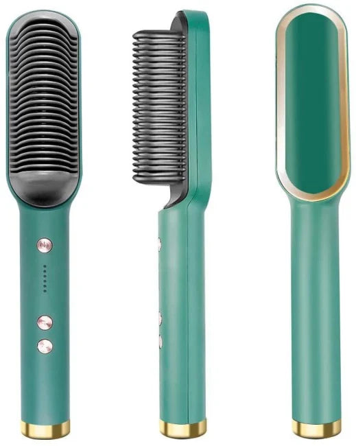 909 Hair Straightener Brush | 6 Heating Modes Electric Hair Straightener Comb | Fast & Easy Styling (Random Color)