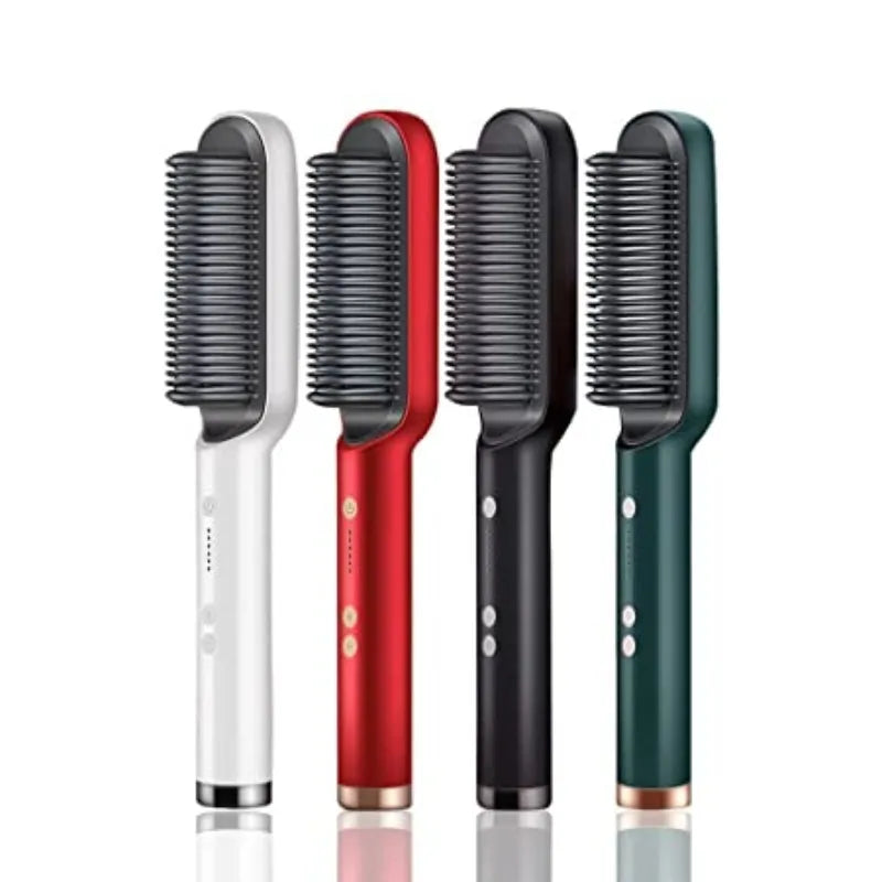 909 Hair Straightener Brush | 6 Heating Modes Electric Hair Straightener Comb | Fast & Easy Styling (Random Color)