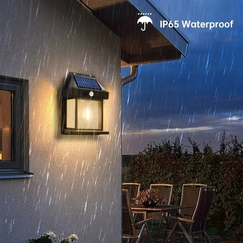 Solar Tungsten Filament Wall Lamp – Outdoor Waterproof Intelligent Induction Light for Garden & Villa
