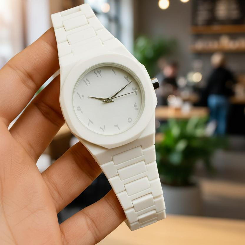 Full White Aura Watch – Minimalist Stylish Design | Lightweight & Compact | Perfect for Daily Wear & Fashion (Without Box)