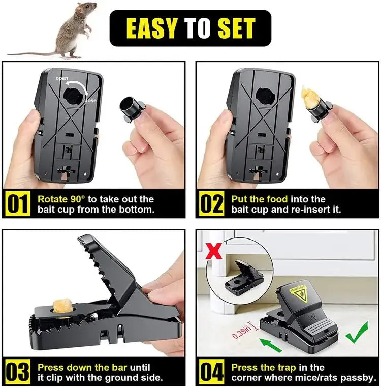 Durable Mouse Trap (Pack of 3) β Reusable Rodent Catcher for Home, Kitchen & Office