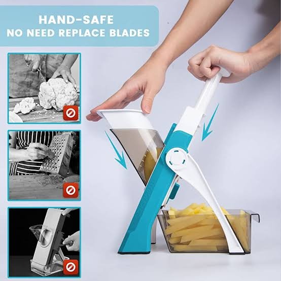 Mandoline Slicer | Safe Adjustable Vegetable Cutter | Multi-Purpose Kitchen Chopper & Manual Grater (Random Colour)