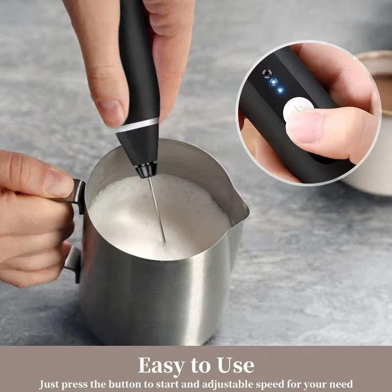 Rechargeable Coffee Beater | USB-Powered Milk Frother & High-Speed Stainless Steel Whisk Mixer