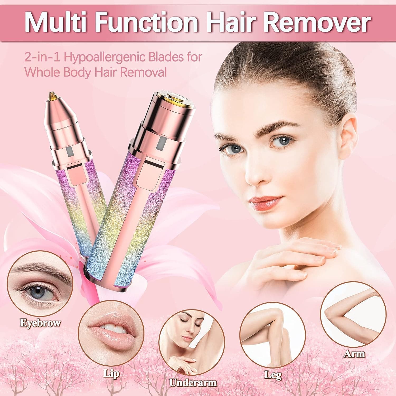 2-in-1 Electric Trimmer & Shaver – Painless Facial Hair Remover for Women