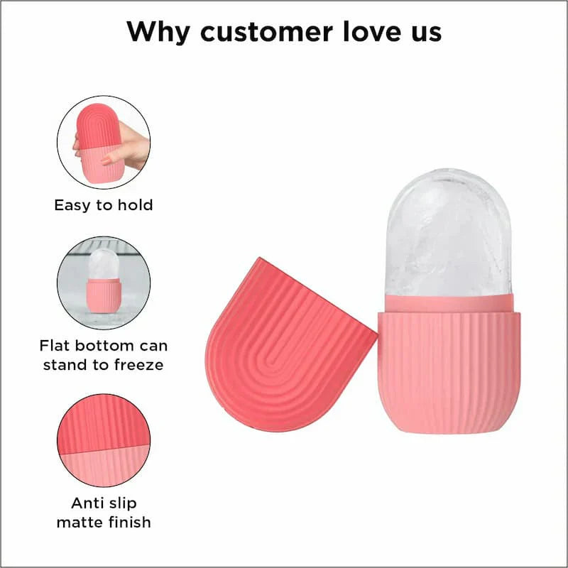 🧊 Silicone Facial Ice Roller – Skin Soothing & Glow Massager