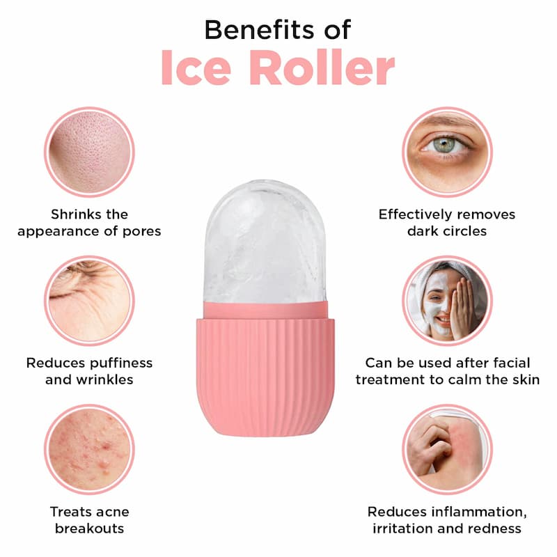 🧊 Silicone Facial Ice Roller – Skin Soothing & Glow Massager