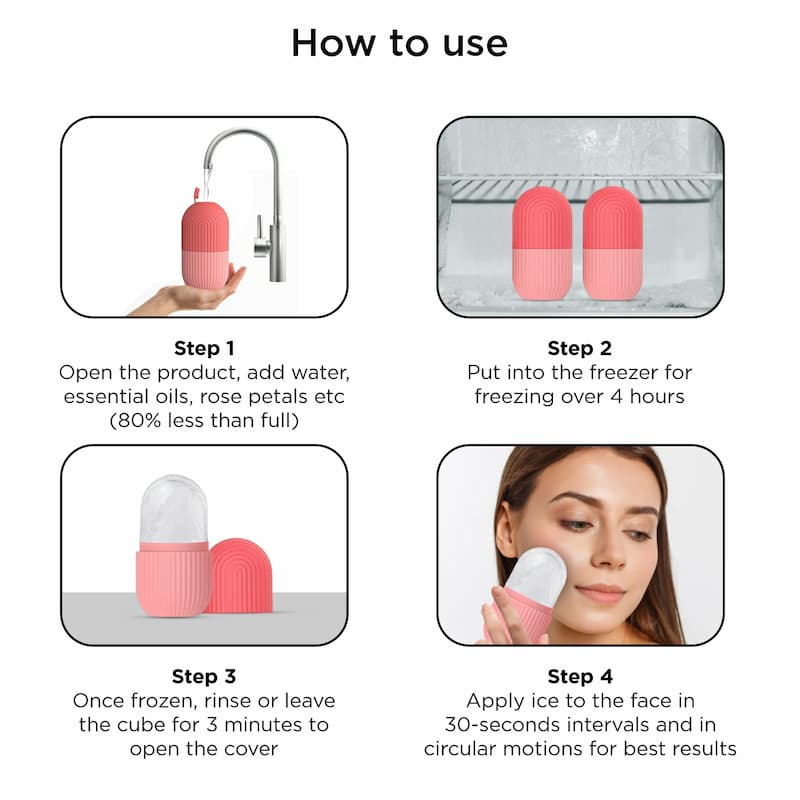 🧊 Silicone Facial Ice Roller – Skin Soothing & Glow Massager