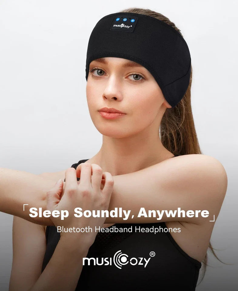 Wireless Bluetooth Music Headband – Soft Headband with Built-In Headphones