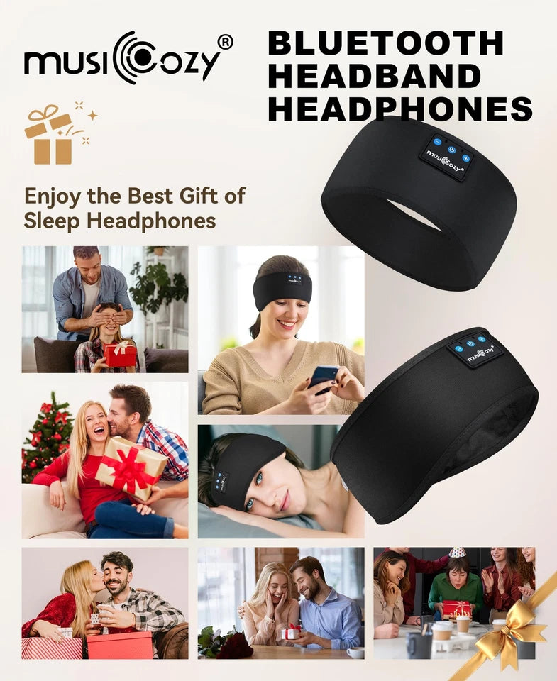 Wireless Bluetooth Music Headband – Soft Headband with Built-In Headphones