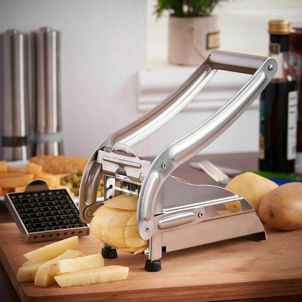 Stainless Steel French Fries Potato Cutter – Double Blade High Efficiency Vegetable Slicer