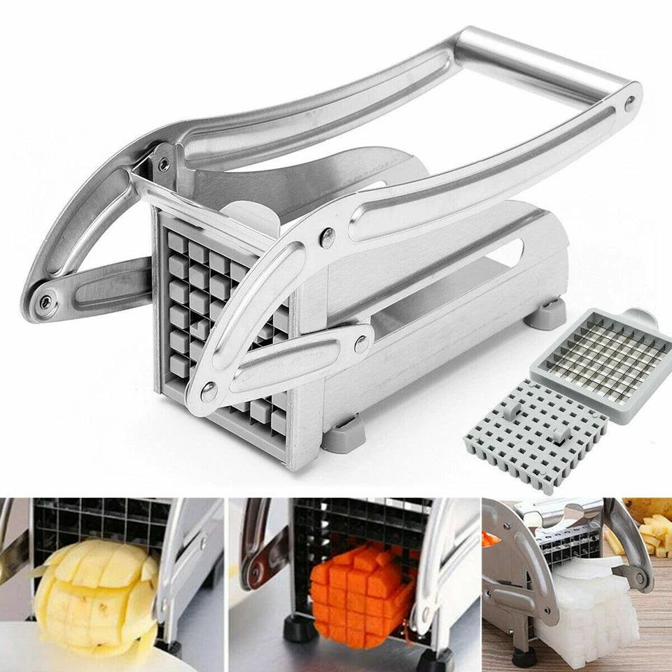 Stainless Steel French Fries Potato Cutter – Double Blade High Efficiency Vegetable Slicer