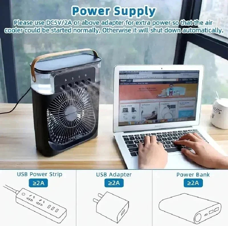 Mini Portable Air Conditioner & Mini AC Fan – USB Rechargeable Personal Cooling Fan