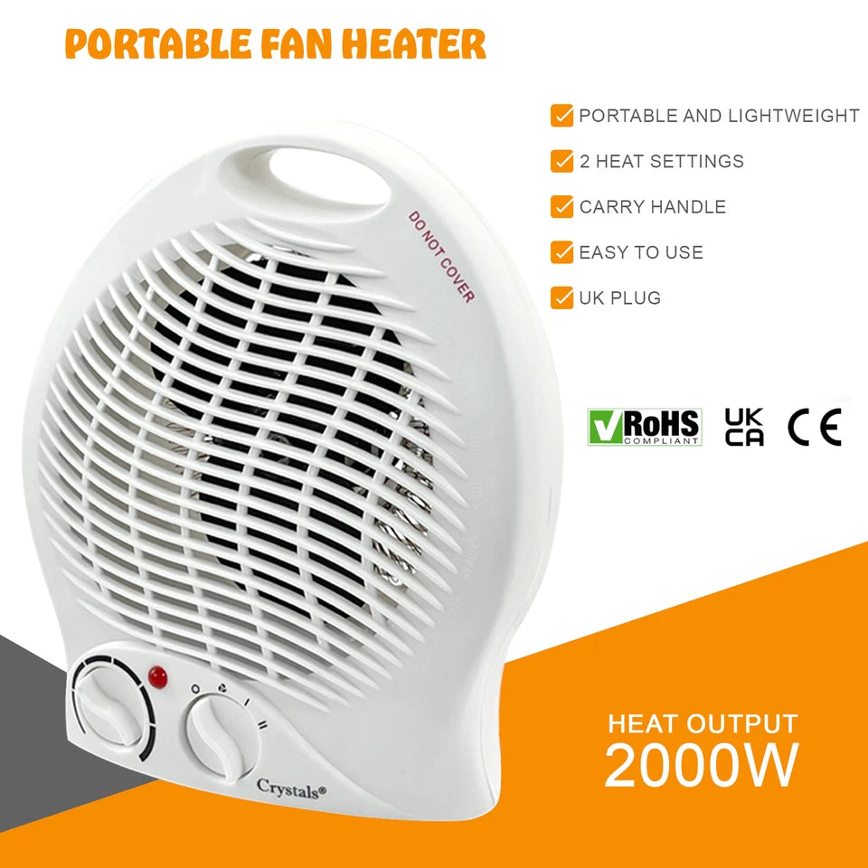 Fan Heater 2000W – Powerful Fast Heating for Home & Office