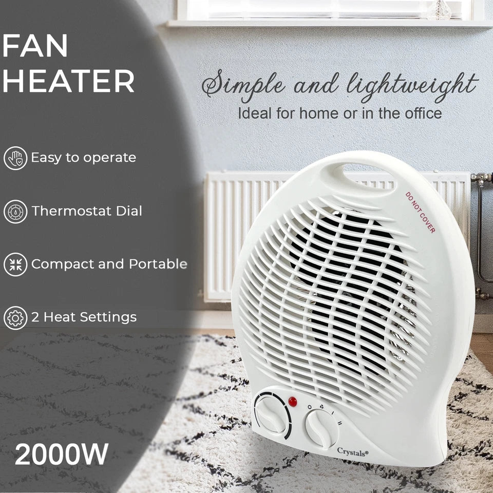 Fan Heater 2000W – Powerful Fast Heating for Home & Office