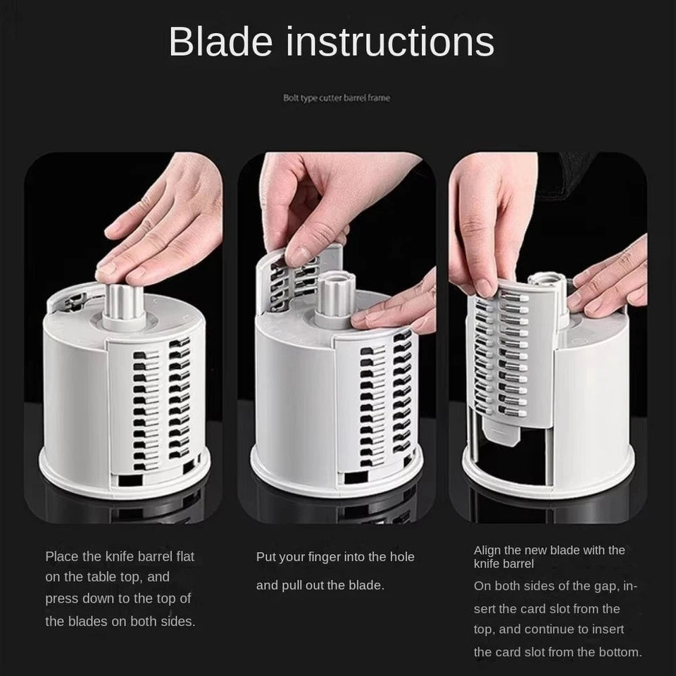 Multifunctional Manual Rotary Vegetable Cutter & Cheese Grater Shredder