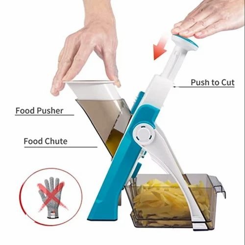 Mandoline Slicer | Safe Adjustable Vegetable Cutter | Multi-Purpose Kitchen Chopper & Manual Grater (Random Colour)