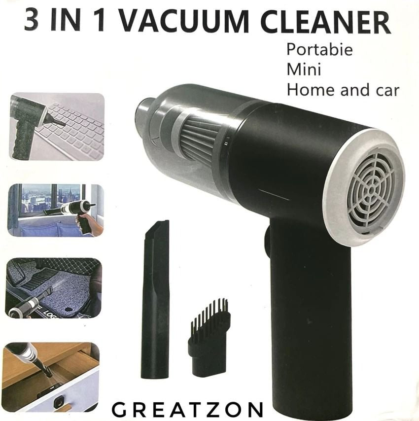 3-in-1 Portable Wireless Vacuum Cleaner – High Power Suction, Air Pump & Duster for Home, Car & Laptop