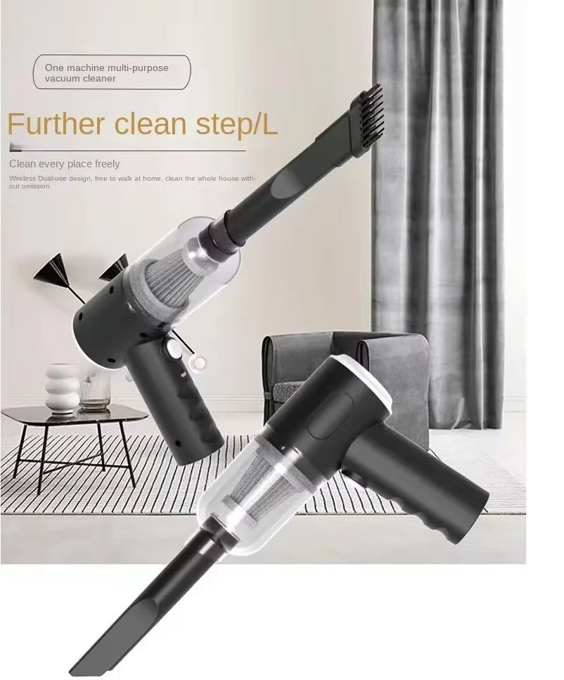 3-in-1 Portable Wireless Vacuum Cleaner – High Power Suction, Air Pump & Duster for Home, Car & Laptop