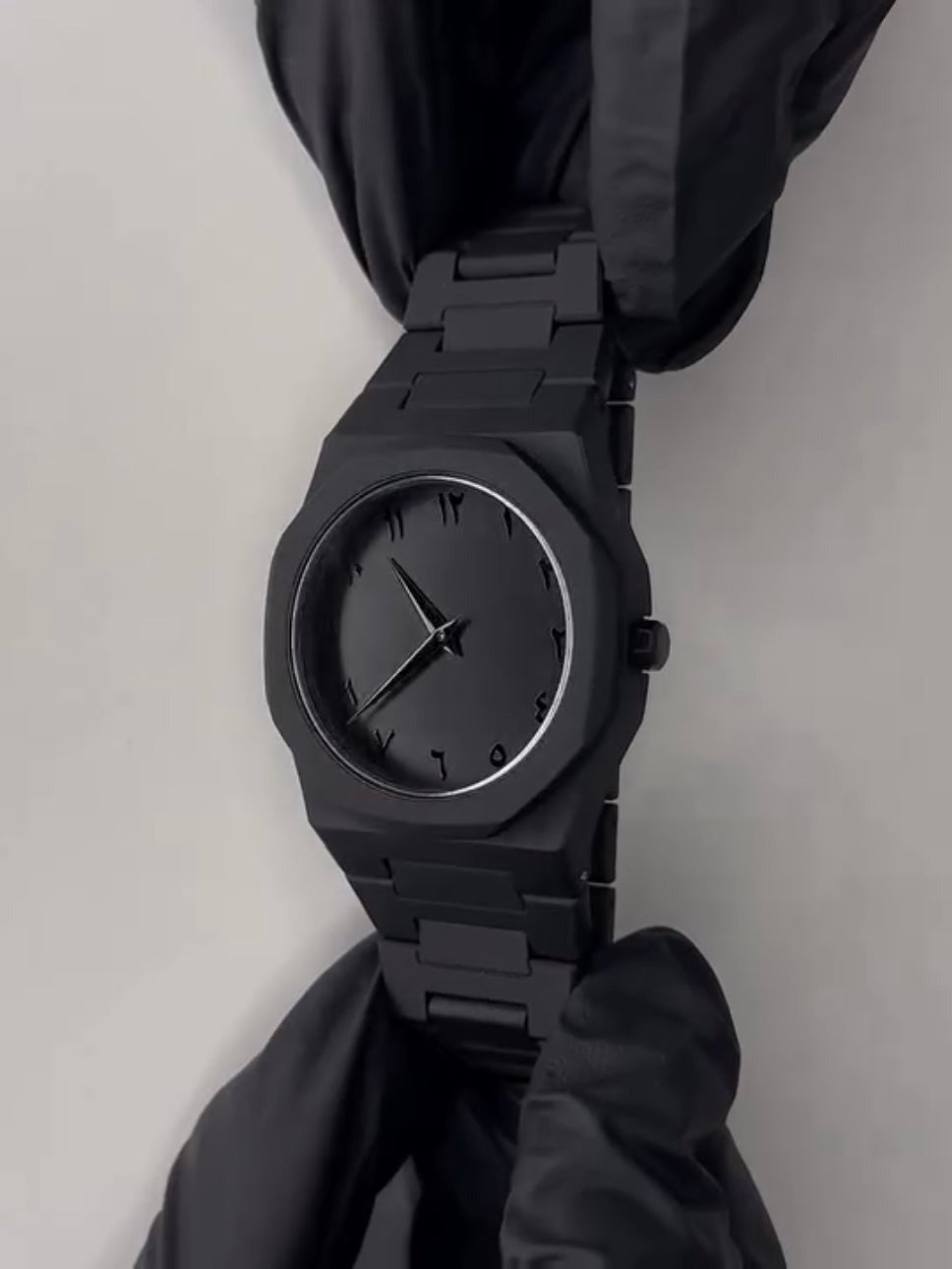 The Noir Eastern Minimalist – Matte Black Octagonal Timepiece (Without Box)