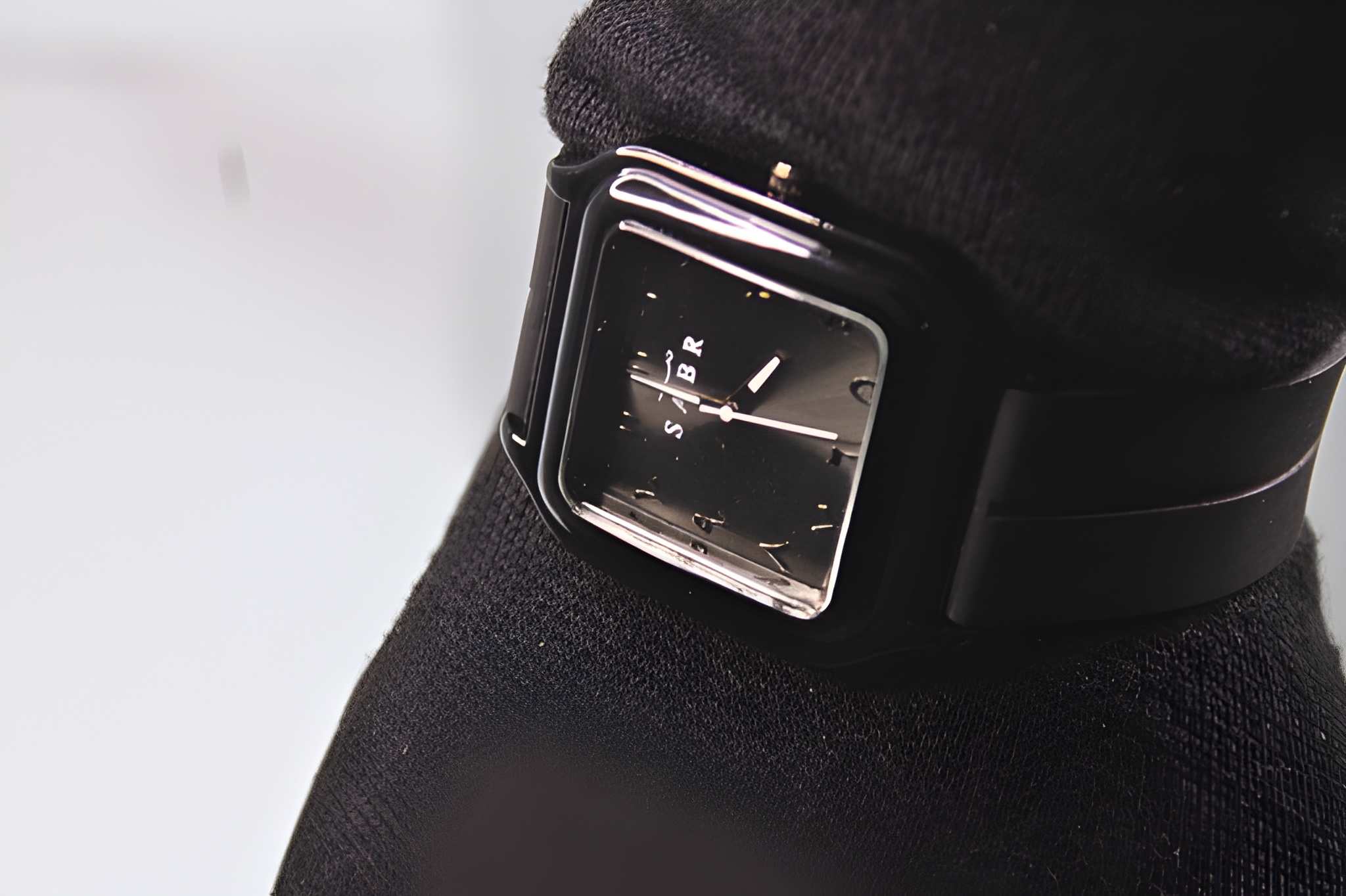 SABR Minimalist Square Watch for Men & Women – Black Dial, Soft Silicone Strap, Modern Design