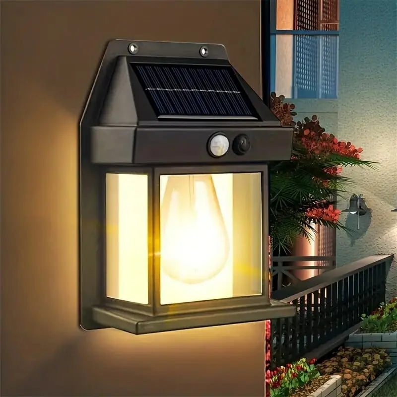 Solar Tungsten Filament Wall Lamp – Outdoor Waterproof Intelligent Induction Light for Garden & Villa