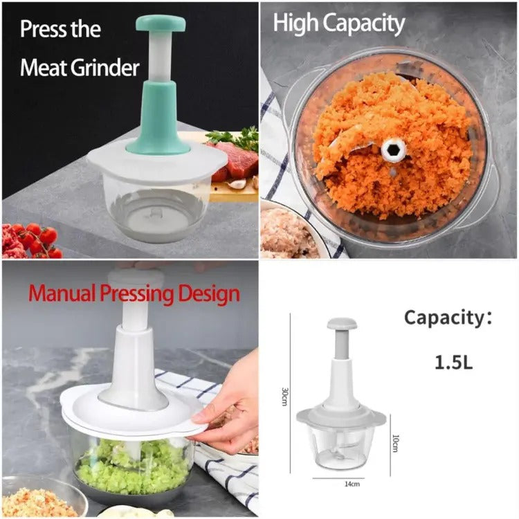 Manual Hand Push Chopper – 2 Liter Multi-Functional Vegetable & Meat Grinder (Random Color)