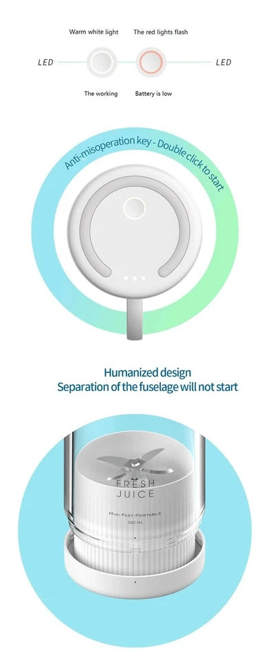 Mini Portable Juicer – USB Rechargeable Fresh Juice Blender